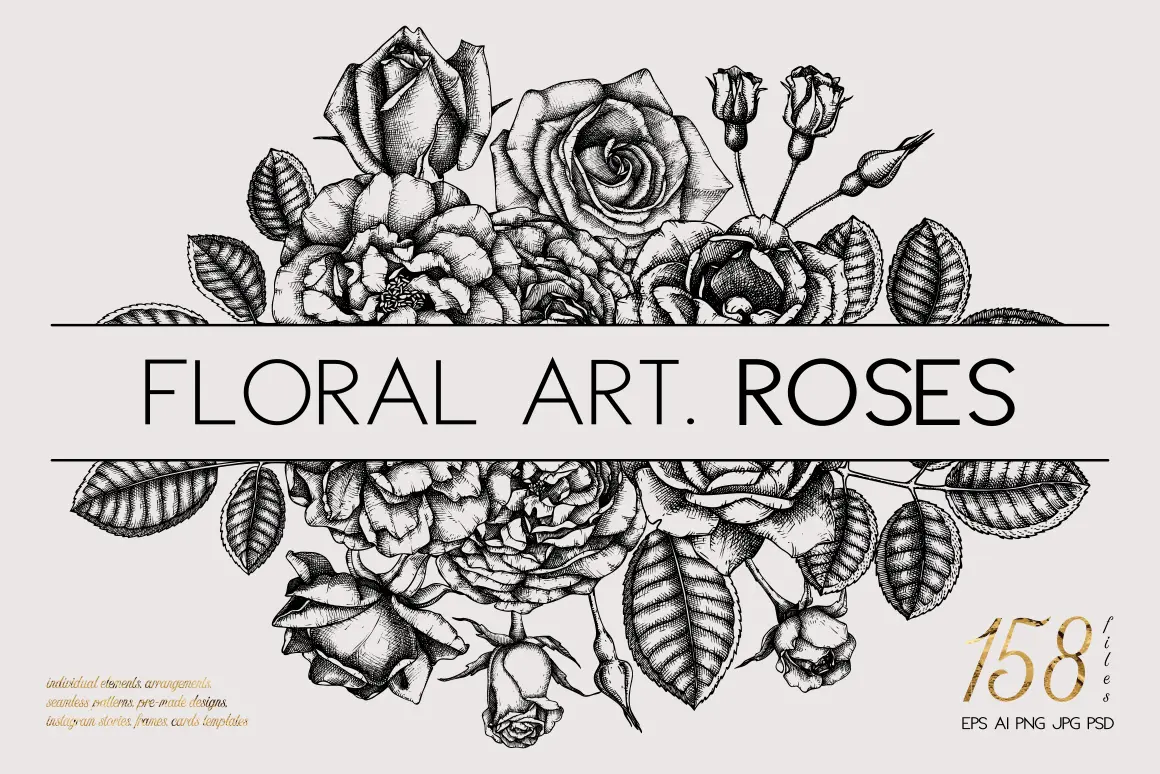 Rose Sketches. Vector Flowers Collection. Illustration
