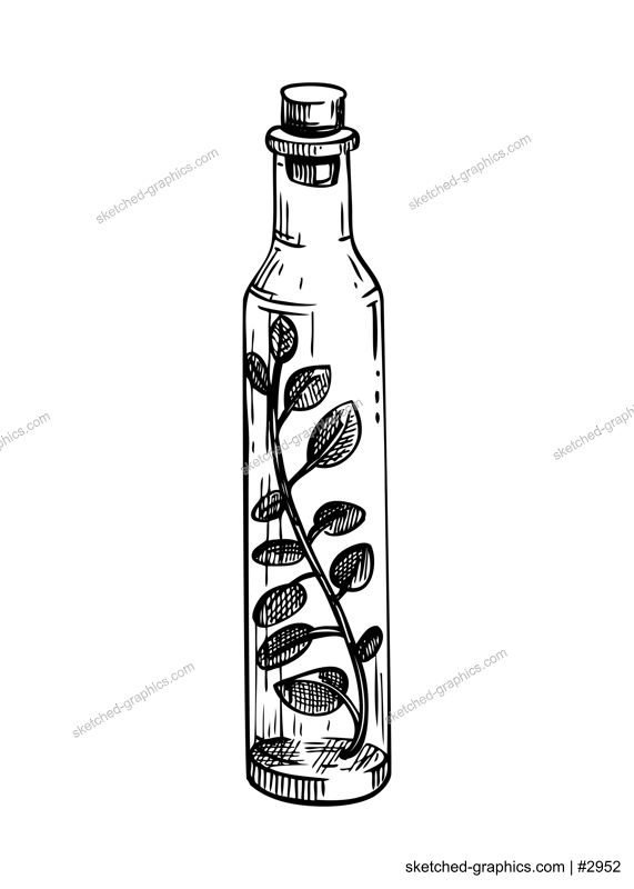 Aporhecary bottle sketch. Witchcraft vector illustration. Vintage Halloween design element. Hand-drawn alchemical icon, esoteric symbols. NOT AI generated