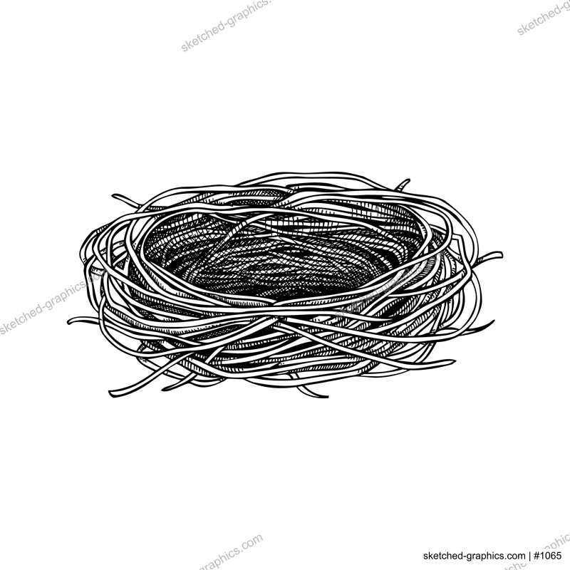 Bird nest sketch. Hand drawn spring illustration. Birdhouse vector. Easter design element. Not AI generated