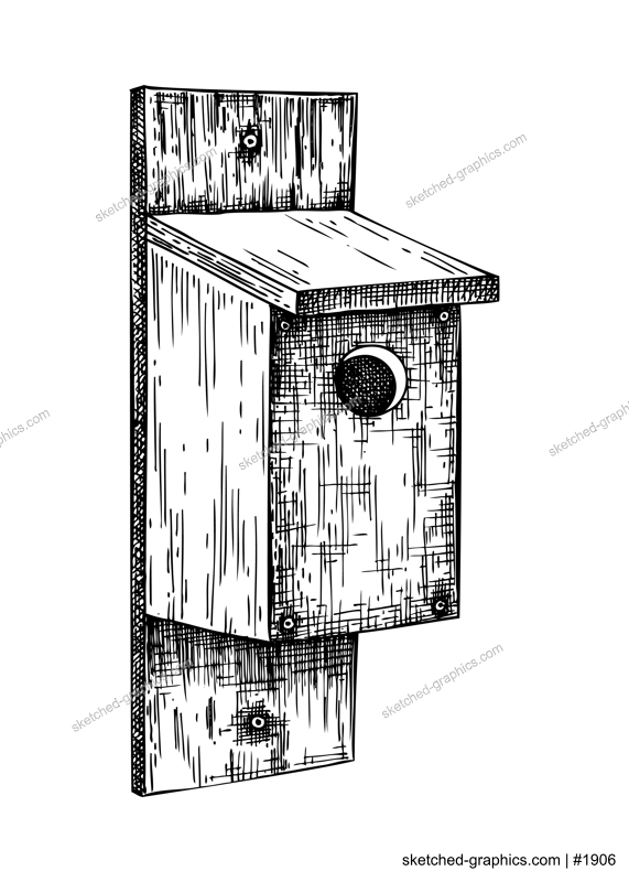 Bird box sketch. Hand made birdhouse drawings. Wooden construction for animals vector illustration. Homemade birds nest isolated on white background.