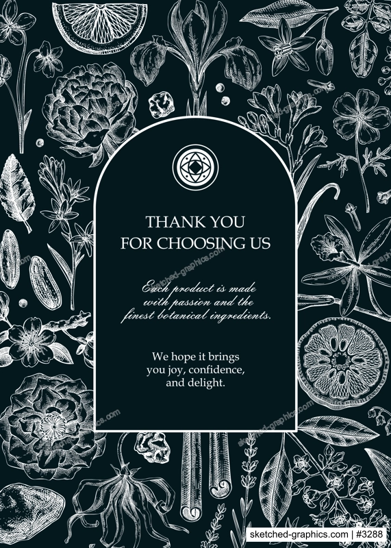 Botanical greeting card template. Vintage perfume and cosmetic frame design on chalkboard. Hand-drawn vector illustration. Aromatic plants and flower sketches. NOT AI generated