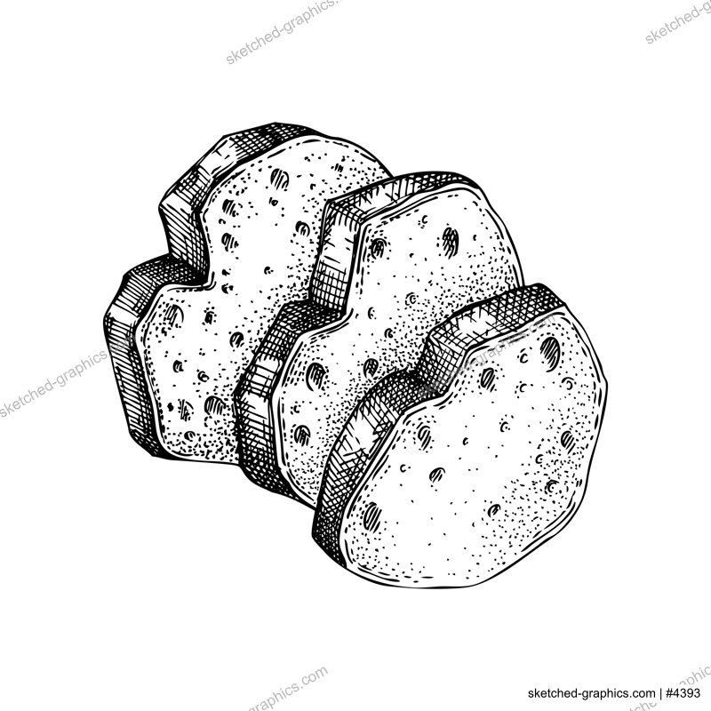 Bread slices for sandwiches or canape vintage drawings. Vector backing goods sketch in engraved style. Hand-drawn pastry food illustration for bakery design isolated on white background