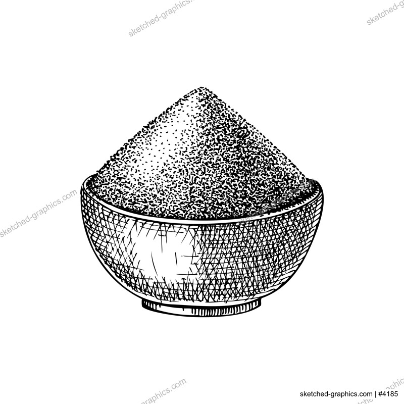 Vector dried chili pepper powder in bowl sketches. Cayenne pepper in engraved style. Hot spice set isolated on white background. Mexican cuisine ingredient, packaging, menu design element