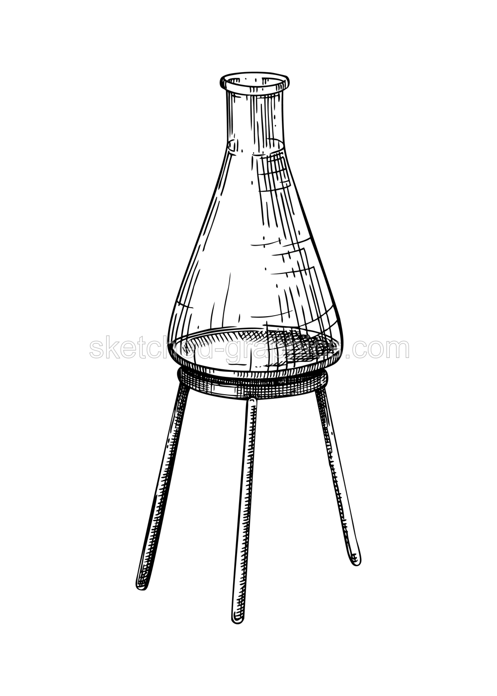 Aporhecary glassware, flask sketch. Witchcraft vector illustration. Vintage Halloween design element. Hand-drawn alchemical icon, esoteric symbols. NOT AI generated Illustration