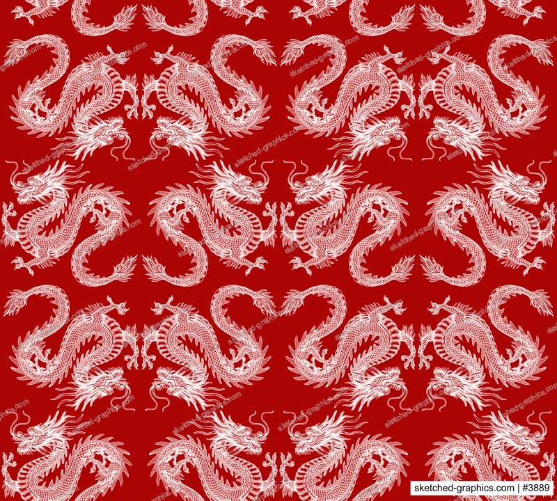 Chinese dragon sketch. Hand-drawn vector illustration. Traditional China seamless pattern. NOT AI generated