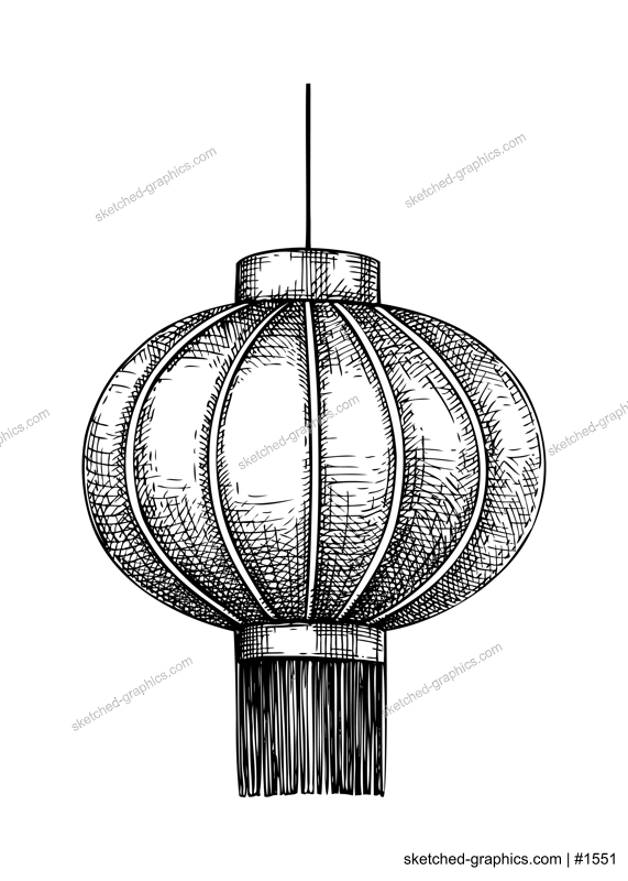 Hand-drawn Chinese lantern illustration. Lunar New Year decoration vector sketch. Not AI generated image