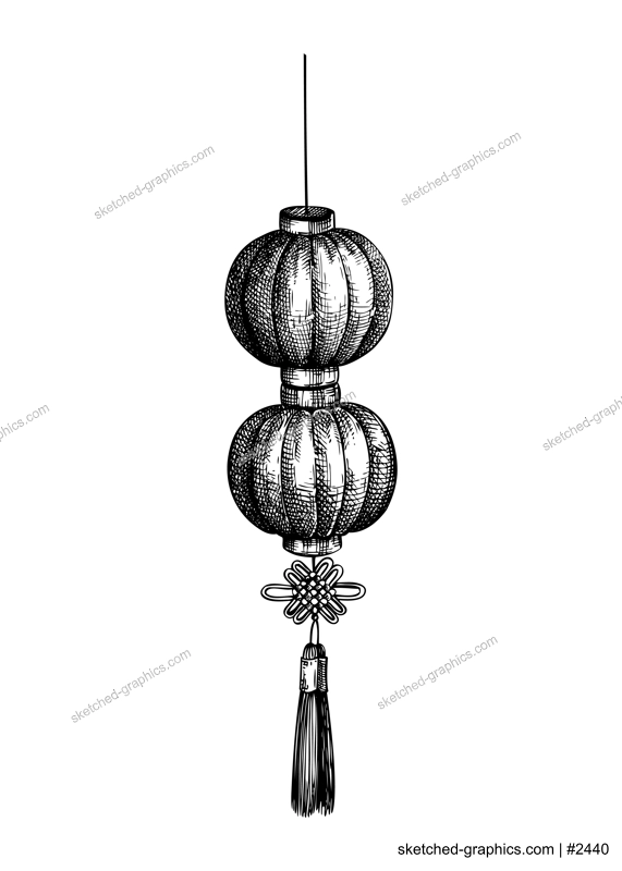 Chinese lantern sketch. Hand-drawn vector illustration. Lunar New Year decoration. China design elements. NOT AI generated image