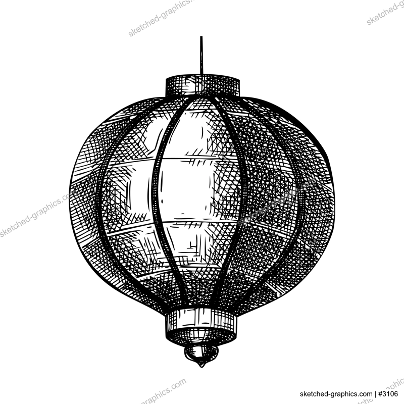 Hand-drawn Chinese lantern illustration. Lunar New Year decoration vector sketch. Not AI generated image