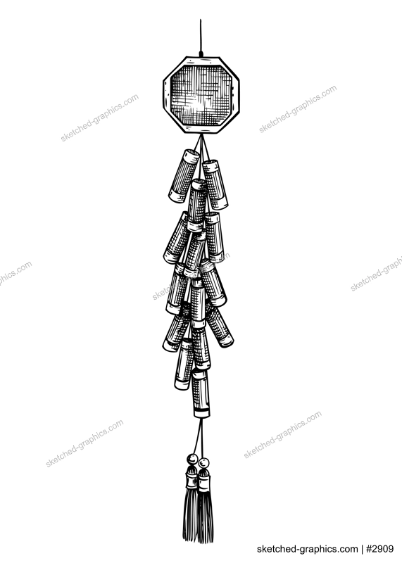 Chinese New Year firecracker sketck. Lunar new year decoration. China decor. Hand-drawn vector illustration. NOT AI generated