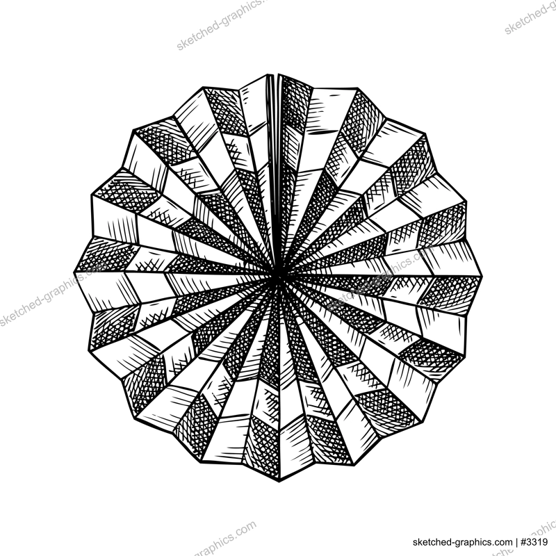 Chinese New Year decoration. Traditional folding fan sketch. Hand-drawn vector illustration. China Lunar New Year. NOT AI generatad