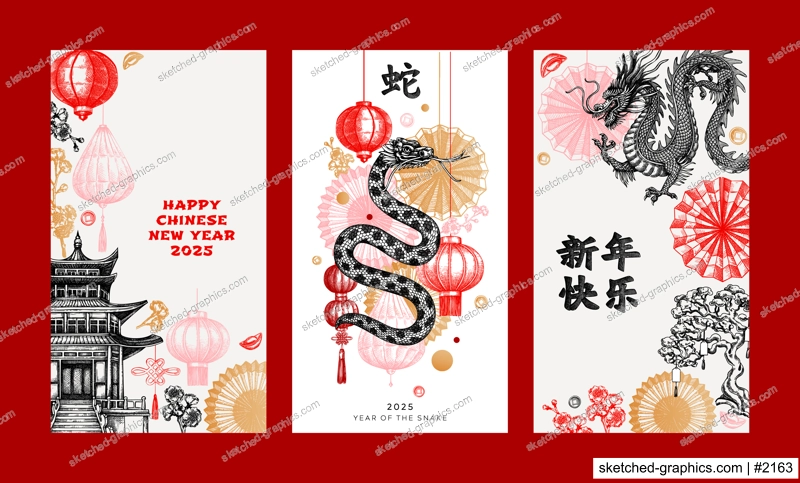 Chinese New Year social media template. Lunar New Year 2025 greeting card. NOT AI generated
