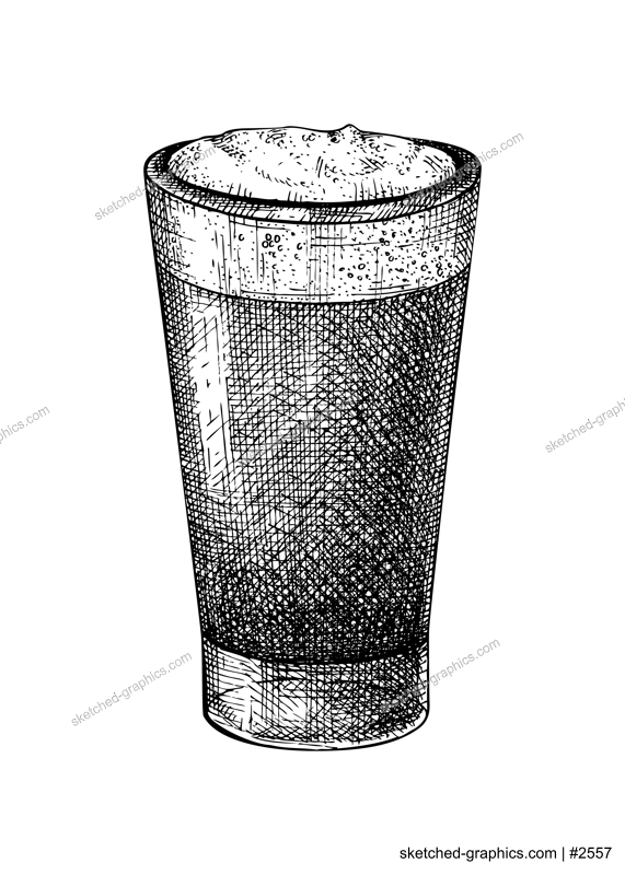 Morning coffee cup - hand-sketched illustration. Vector sketch of glass with aromatic cappuccino. Coffee with milk sketch. Hot drink hand-drawing isolated on white background