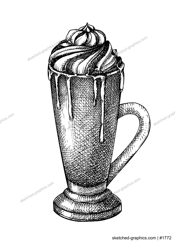 Morning coffee cup sketch. Sketched drink illustration. Vector sketch of mug with aromatic cappuccino. Coffee with milk and spices sketch. Hot drink drawing isolated on white background