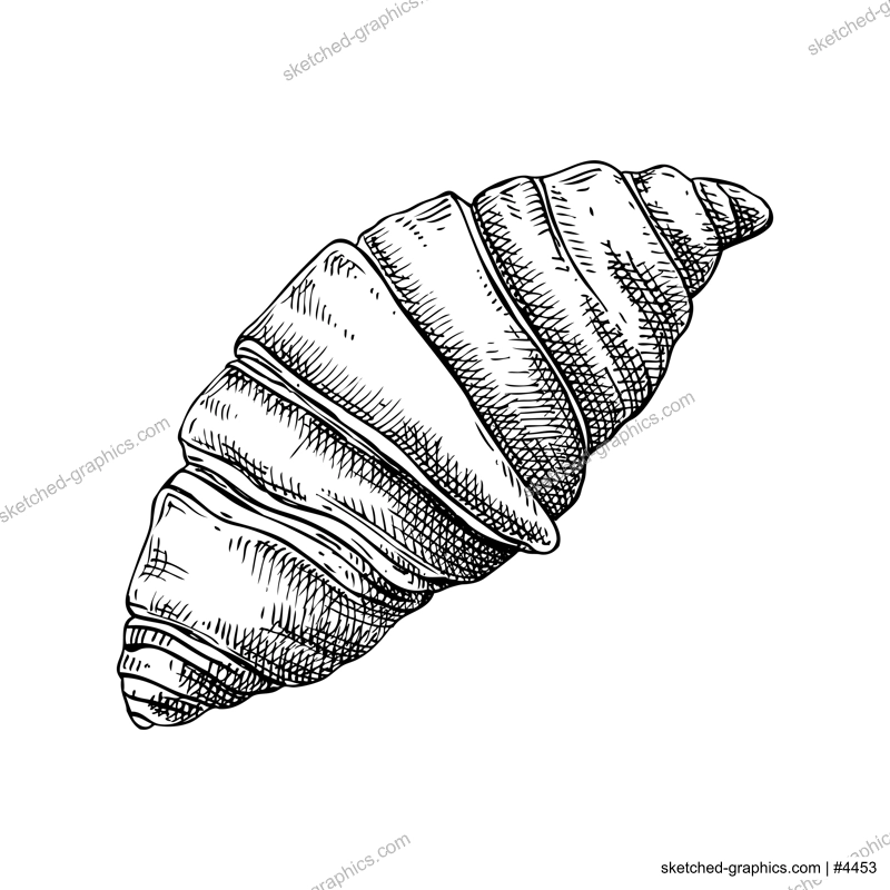 Croissant vintage drawing. European food, pastry, dessert sketch. French bakery design element. France hand-drawn food illustration, NOT AI generated
