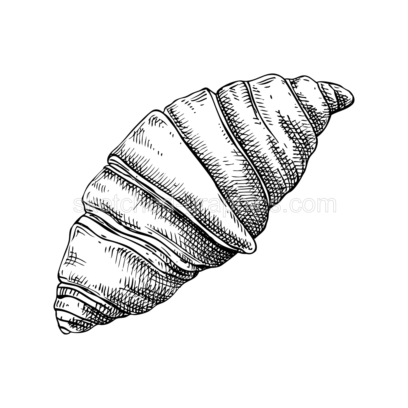 Croissant vintage drawing. European food, pastry, dessert sketch. French bakery design element. France hand-drawn food illustration, NOT AI generated Illustration