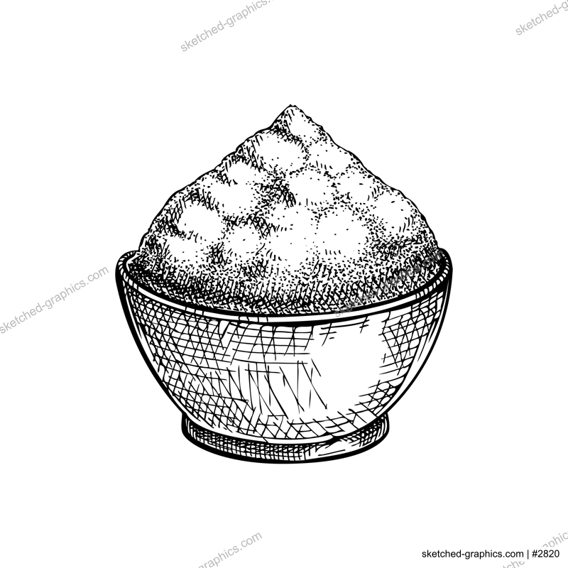 Ground spices in bowl sketch. Kitchen spice drawing. Culinary hand-drawn vector illustration. NOT AI genereted