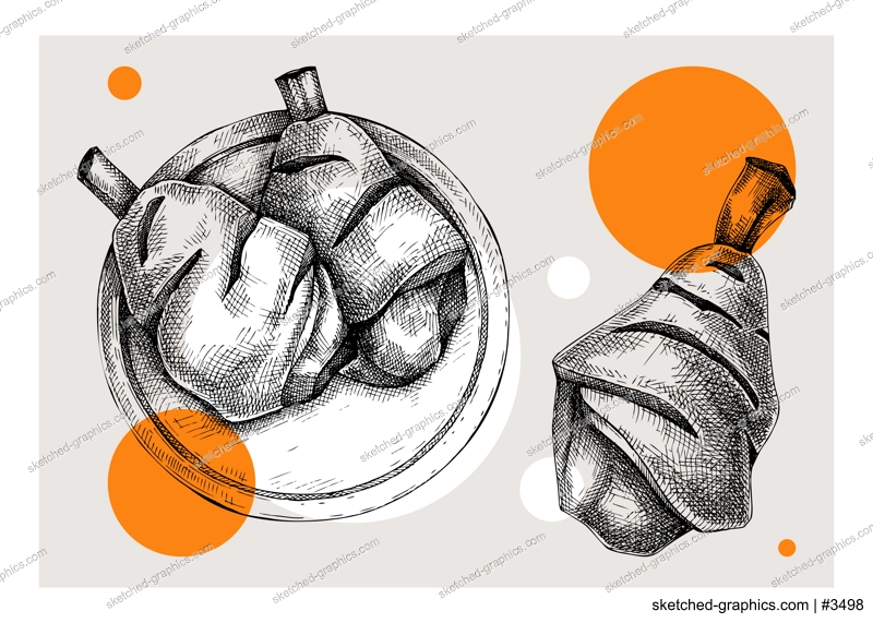 Ham hock trendy drawing. German food sketch. Oktoberfest menu design element. Hand drawn fast food illustration for Octoberfest. Traditional German cuisine meal sketch. Pork knuckle in engraved style
