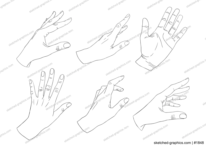 Vector collection of hands in different gestures. Design elements for cosmetics packaging, beauty products, logos, social media. Hand drawn silhouettes hands set.