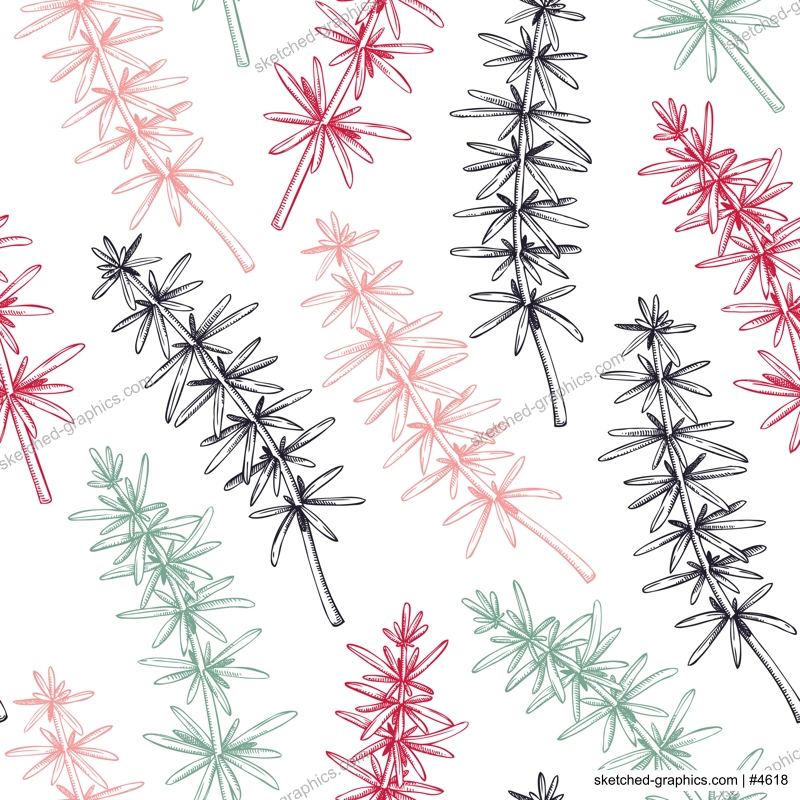 Edible seaweed background in sketch style. Vector food illustration. Hijiki drawings. Underwater plants seamless pattern for textile, packaging, wrapping paper or prints.