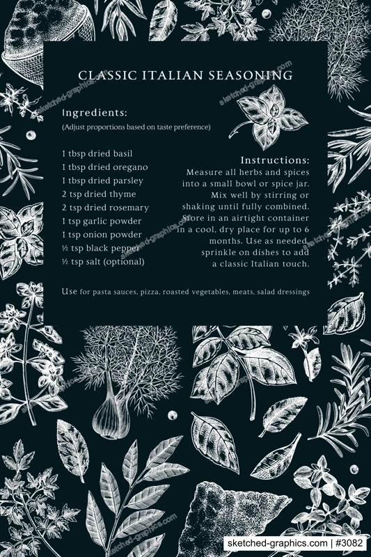 Sketch style recipe card template. Italian spices hand drawn vector illustrations on chalkboard. Food frame design. Vintage herbs background. NOT AI generated
