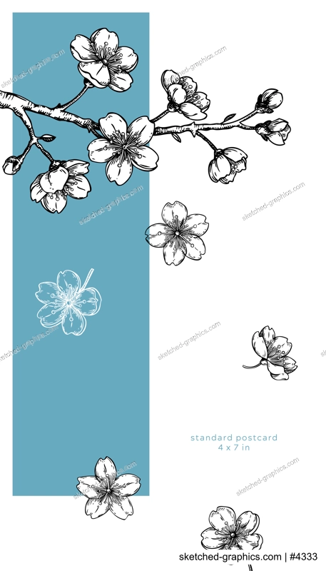 Japanese style invitation design. Spring hand-drawn vector illustration. Sakura, cherry blossom sketches. Greeing card template. NOT AI genereted