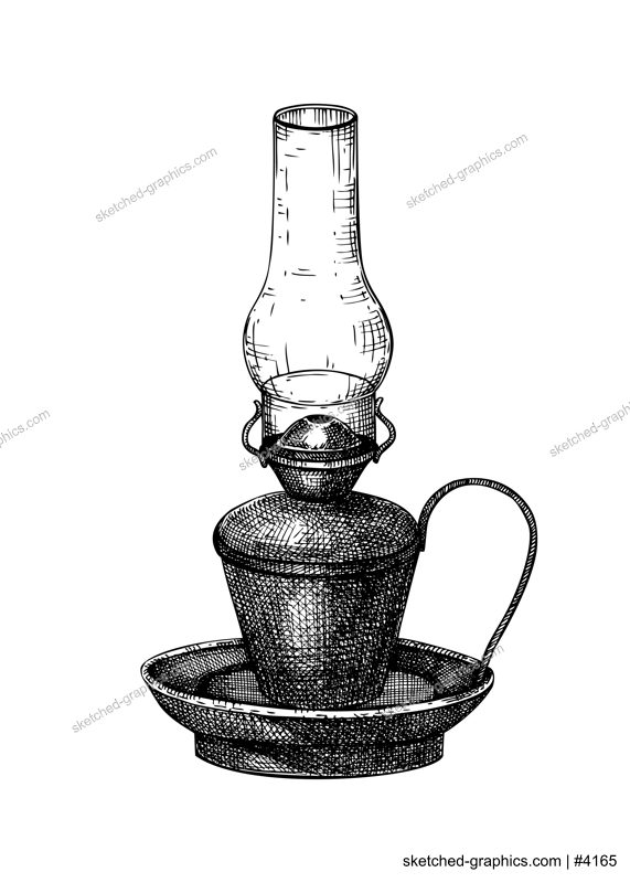 Kerosene lamp sketch. Vintage oil lantern for Halloween, witchcraft, magic, alchemy, home vintage home decor. Ink sketch isolated on white background. Hand drawn vector illustration. Retro style.