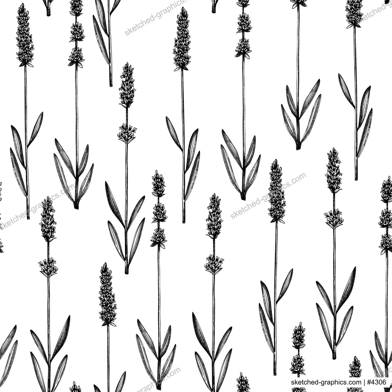 Ink hand drawn lavender backdrop. Vector herbs seamless pattern with lavender sketches. Herbal tea ingredients. Perfect for cosmetic, perfumery packing, fabric, wrapping paper, prints.