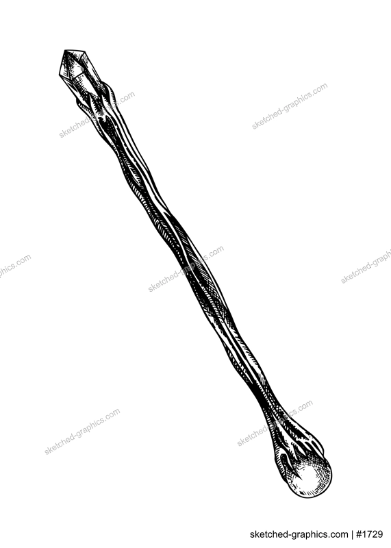 Magic wand sketch. Witchcraft vector illustration. Vintage Halloween design element. Hand-drawn alchemy, esoteric symbol. NOT AI generated