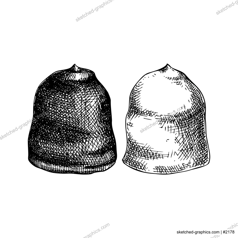 Mallow puffs sketch. Hand-drawn vector illustration. Schokokuss - delicious flavoured marshmallow filling on a waffle base. Traditional Christmas market food, dessert, sweets design element