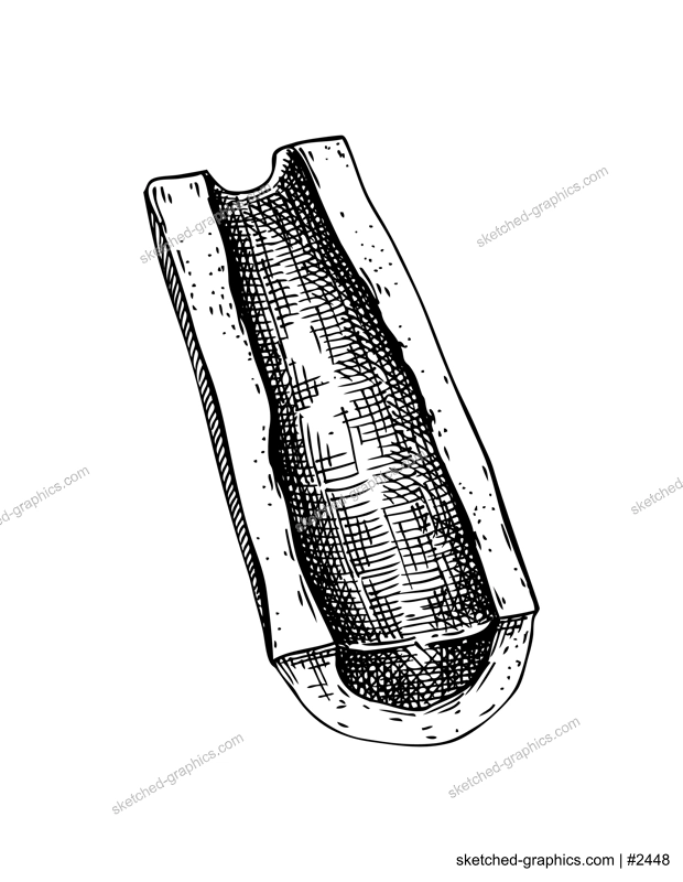 Slice of big marrowbone with meat sketch. Cooked bone isolated on white background. Hand drawn healthy food illustration for butchery, recipes, menu in vintage style.