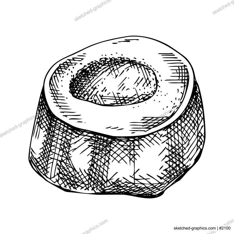 Slice of big marrowbone with meat sketch. Cooked bone isolated on white background. Hand drawn healthy food illustration for butchery, recipes, menu in vintage style. 