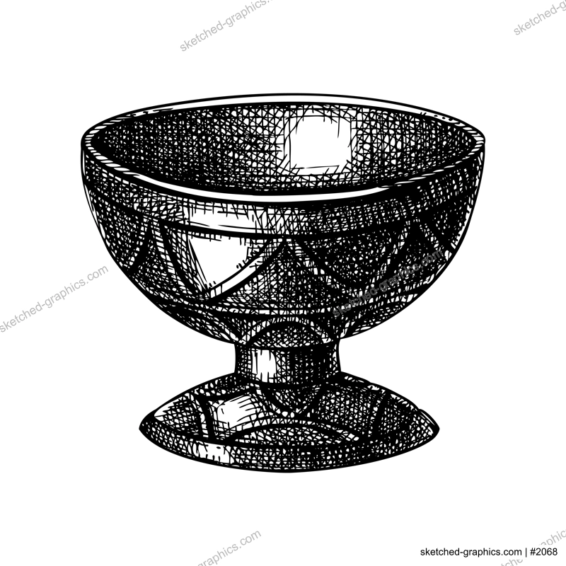 Offering bowl sketch. Witchcraft vector illustration. Vintage Halloween design element. Hand-drawn alchemy, apothecary, esoteric symbol. NOT AI generated