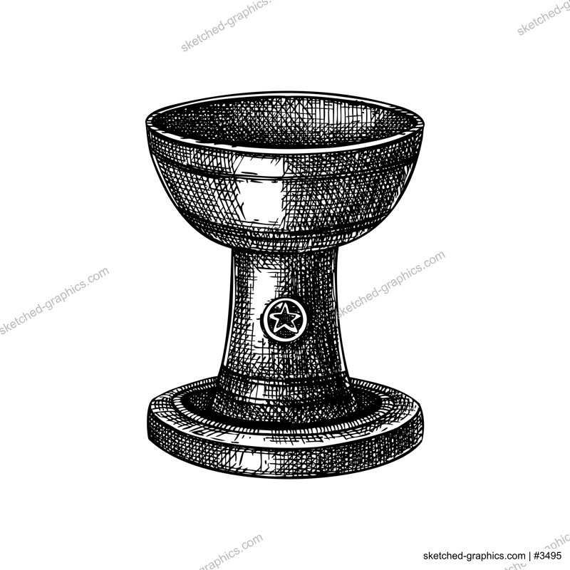 Offering bowl sketch. Witchcraft vector illustration. Vintage Halloween design element. Hand-drawn alchemy, apothecary, esoteric symbol. NOT AI generated