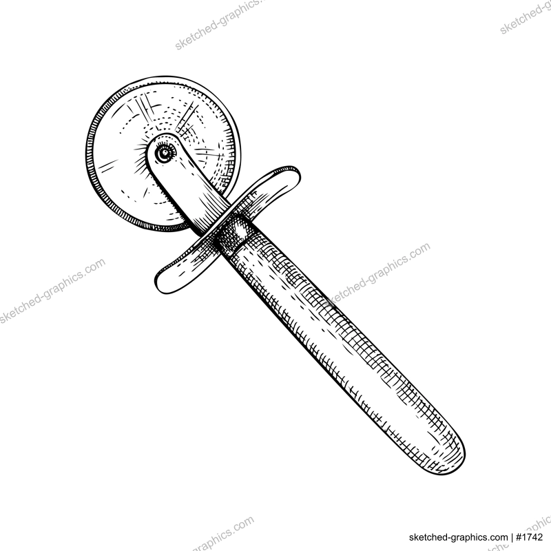 Pizza knife sketch. Cutlery, kitchen silverware. Hand drawn vector illustration