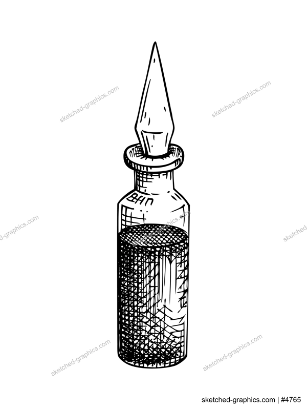 Vintage poison bottle sketch. Witchcraft hand-drawn vector illustration. Halloween design element. Antique apothecary jar. NOT AI generated
