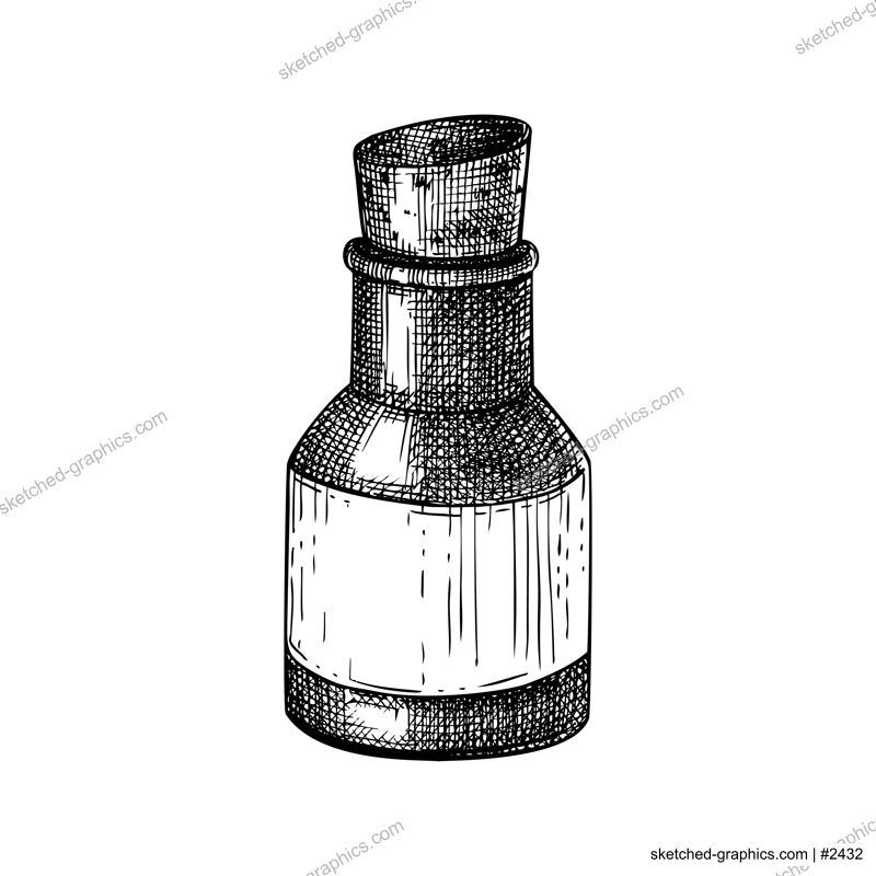 Poison bottle sketch. Witchcraft vector illustration. Vintage Halloween design element. Hand-drawn alchemical icon, esoteric symbols. NOT AI generated
