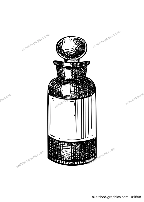 Poison bottle sketch. Witchcraft vector illustration. Vintage Halloween design element. Hand-drawn alchemical icon, esoteric symbols. NOT AI generated