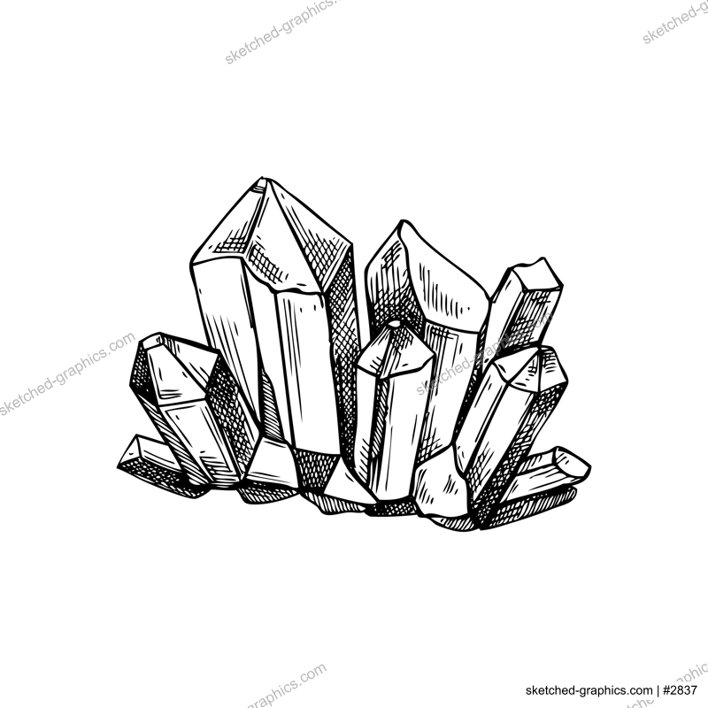 Quartz crystal sketch. Witchcraft vector illustration. Vintage Halloween design element. Hand-drawn alchemy, apothecary, esoteric symbols. NOT AI generated