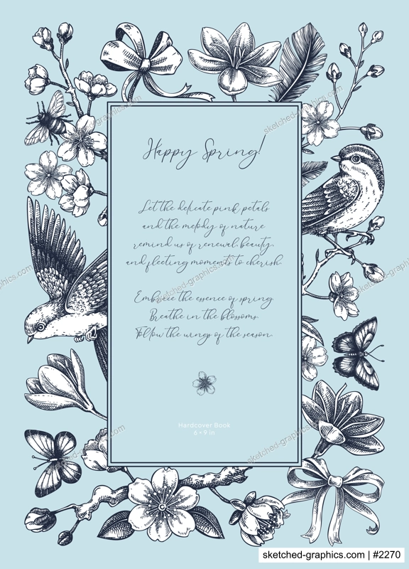 Rococo spring background. Hand-drawn flowers, flying birds, blooming cherry vector illustration sketch. Vintage frame, book cover, greeting card. NOT AI generated