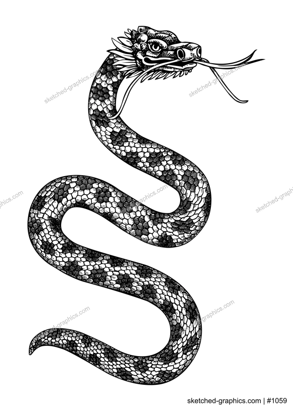 Fantastic snake hand-drawn Illustration. Chinese New Year symbol. Lunar New Year 2025. NOT AI generatad