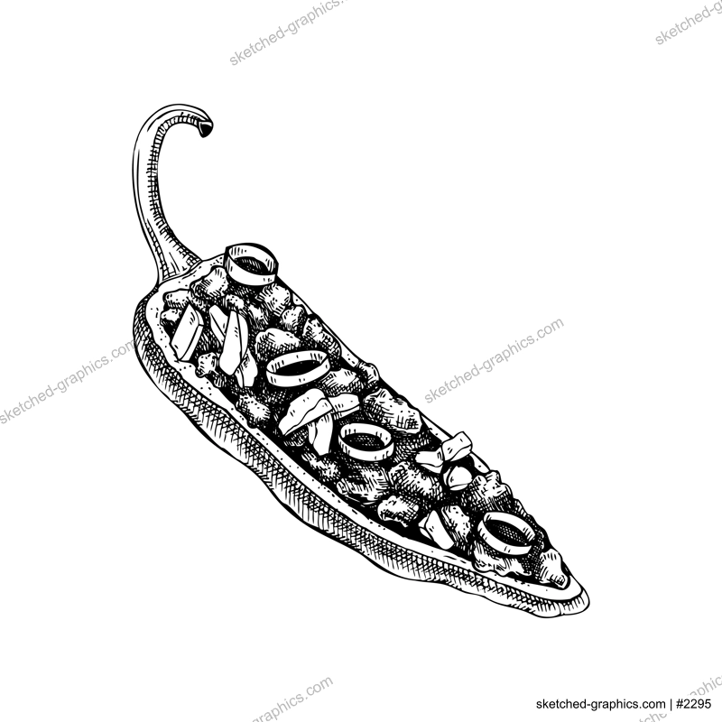 Stuffed jalapeno chili pepper sketches. Hot spices, vegetarian, healthy food hand drawn vector illustration. Mexican cuisine menu design elements. Mexican restaurant food dishes.