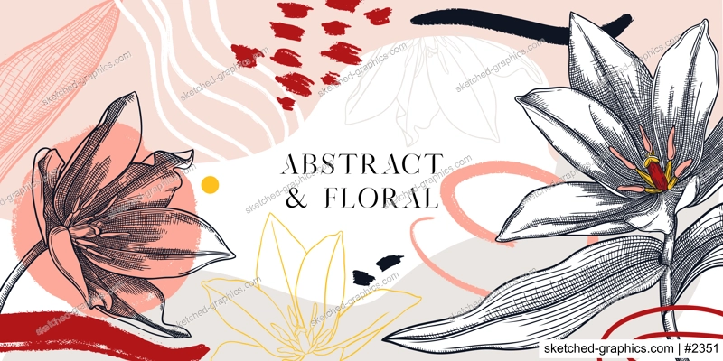 Collage style tulip vector illustration. Hand-sketched spring flowers. Trendy design with botanical, geometric shapes, and abstract elements. Perfect for print, poster, card, social media, wall art.