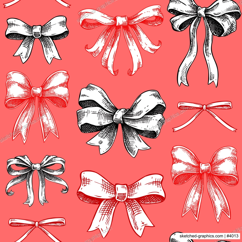 Valentine background. Rococo seamless pattern. Coquette bow and ribbon sketches. Victorian seamless pattern.. Hand-drawn vector illustrations. NOT AI generated