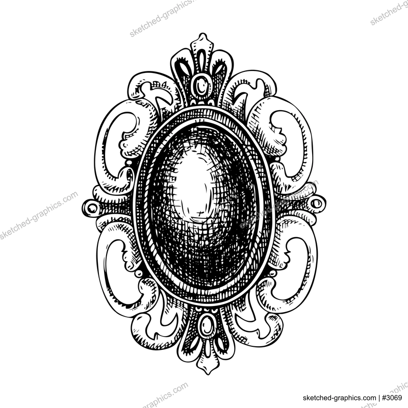 Victorian brooch vector sketch. Romantic gothic fashion illustration. Dark academia, vintage accessories. Hand drawn historical costume design. NOT AI generated