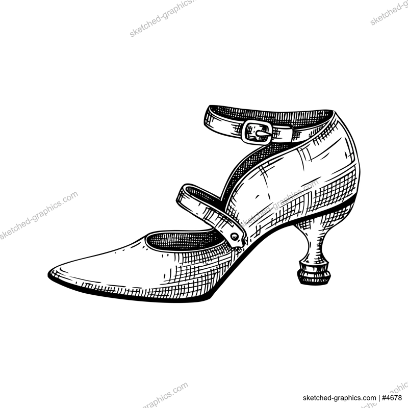 Vintage shoes vector sketch. Romantic gothic fashion illustration. Halloween, dark academia boots. Hand drawn historical costume design. NOT AI generated