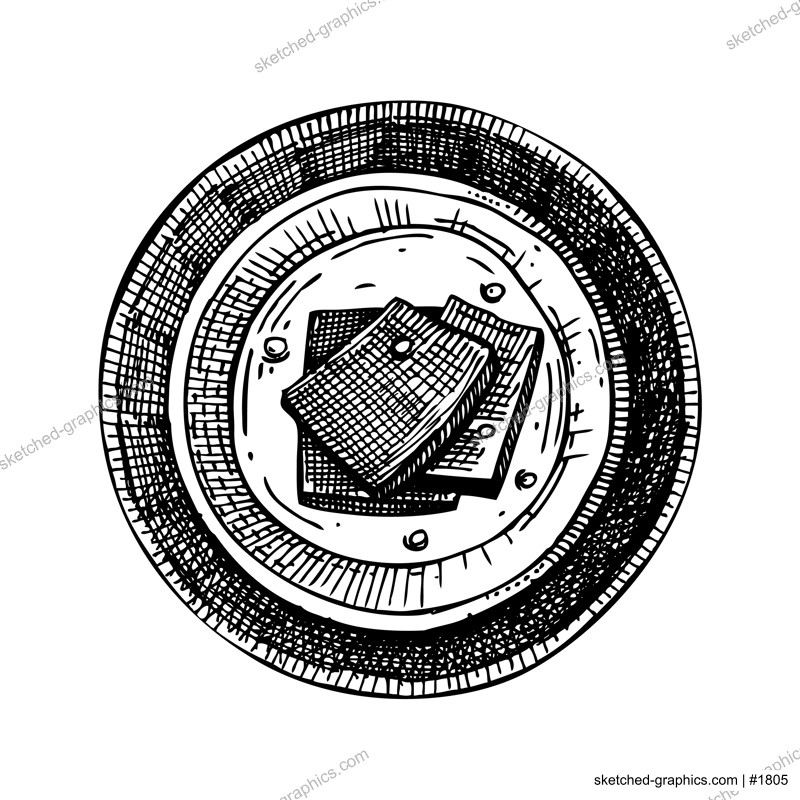 Hand drawn bowl with wakame tea isolated on white background. Hand drawn healthy food and drink vector illustration. Asian cuisine restaurant menu design element