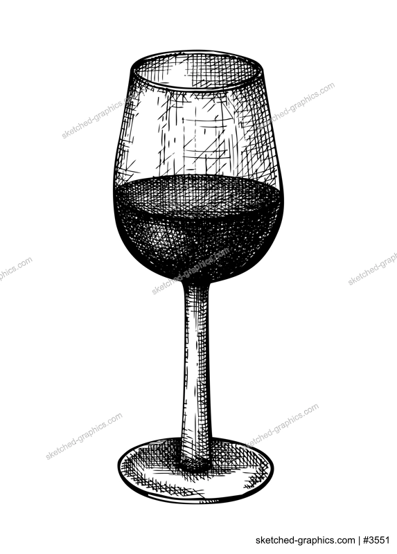 Hand-sketched red glass illustration. Vector sketch of the popular drink isolated on white background. Alcoholic drawing of wine glass for bar or restaurant menu design.